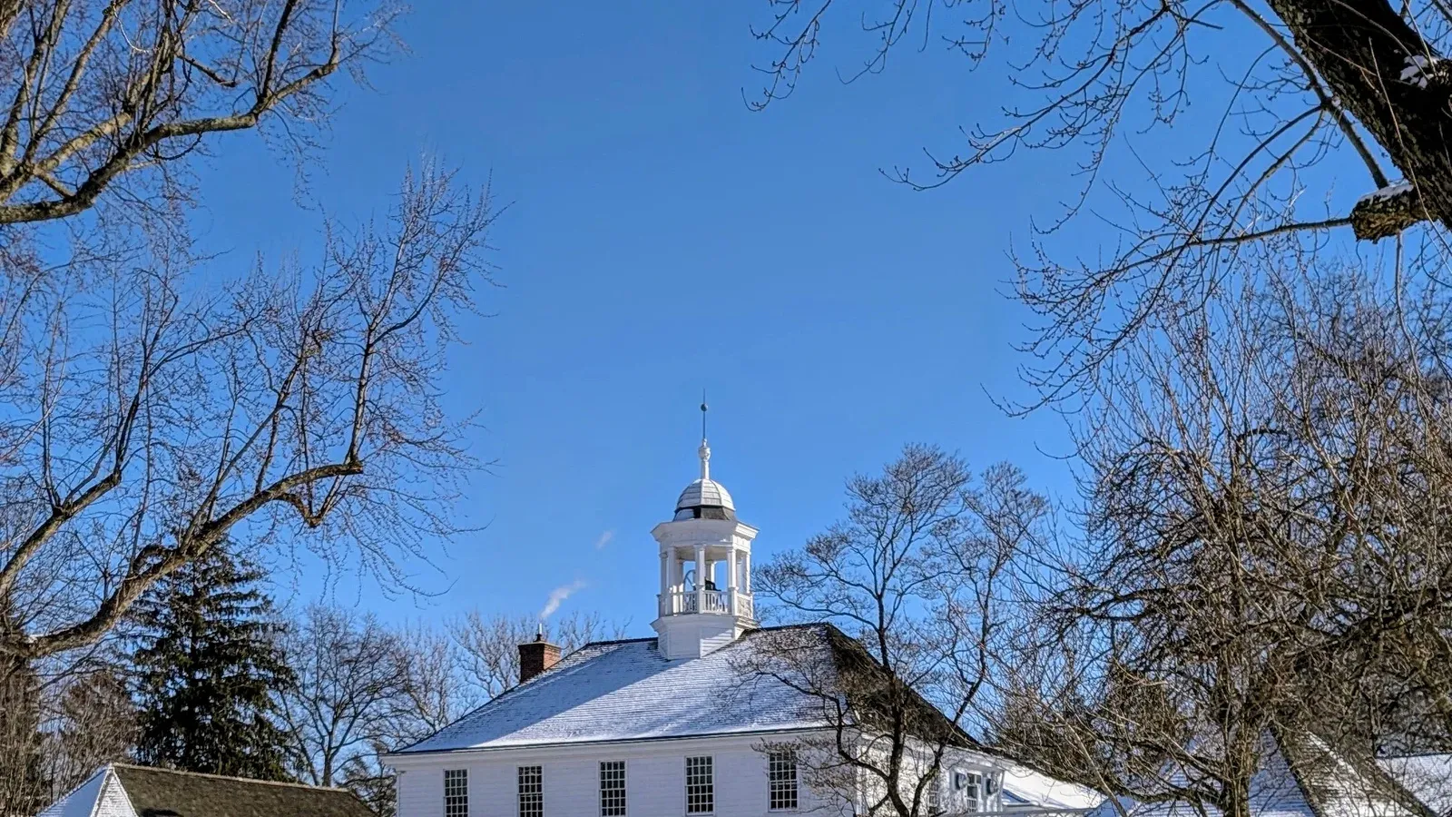Fairfield Town Hall, a historic brick colonial building on the Old Post Road